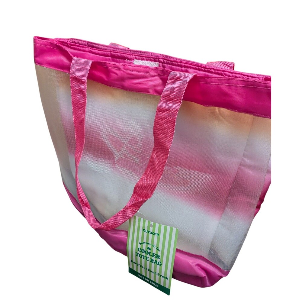 Pink Insulated Cooler Tote Bag Summer on Ice Lunch Beach Bag NEW - Picture 4 of 4